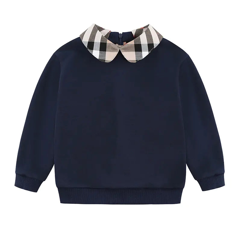 Children's Cotton Plaid Sweater with Back Zipper (4-10Y)